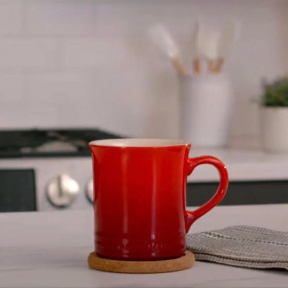 Le Creuset Red Ceramic Mug with Cream Interior
